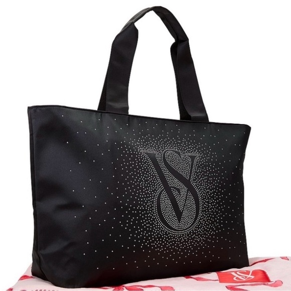 Victoria’s Secret Shine Tote Bag 2024 Exclusive Bling Travel Shoulder big black - Picture 2 of 8